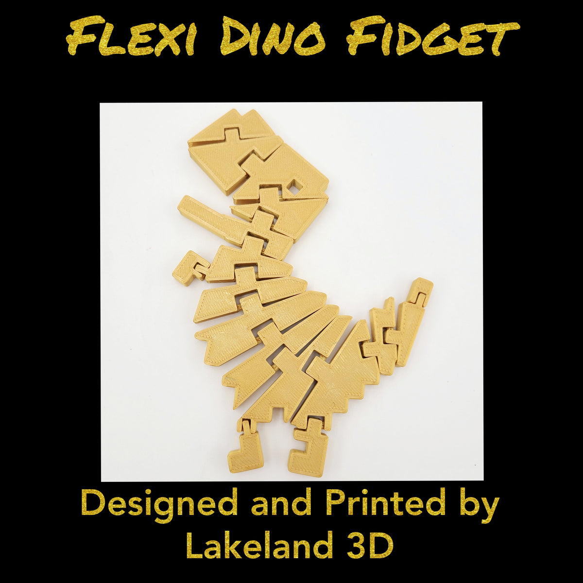 *Choose Color* 3D Printed Chrome DINO Dinosaur T-Rex Flexi Fidget Toy Decor Gift
