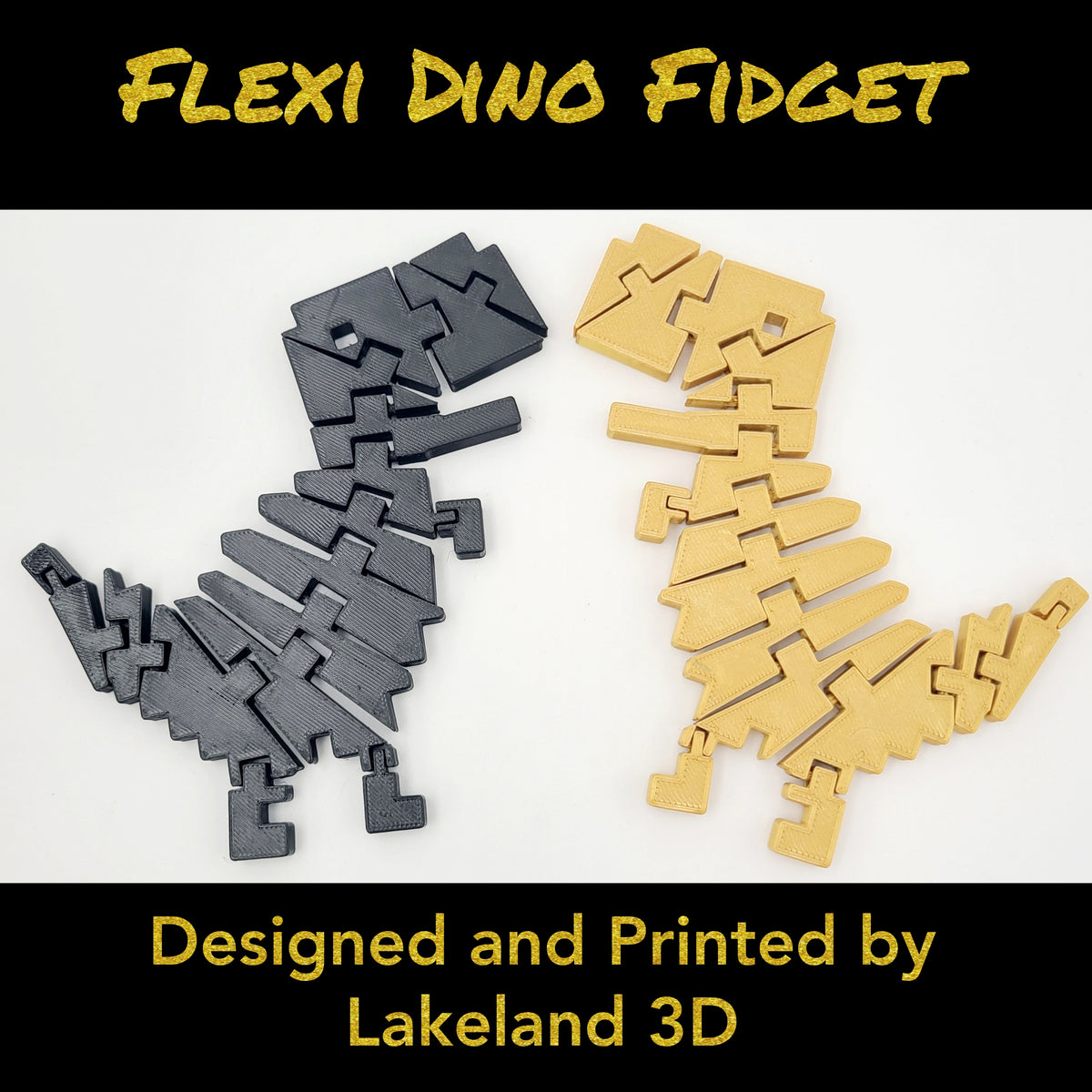 *Choose Color* 3D Printed Chrome DINO Dinosaur T-Rex Flexi Fidget Toy Decor Gift