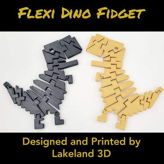 *Choose Color* 3D Printed Chrome DINO Dinosaur T-Rex Flexi Fidget Toy Decor Gift