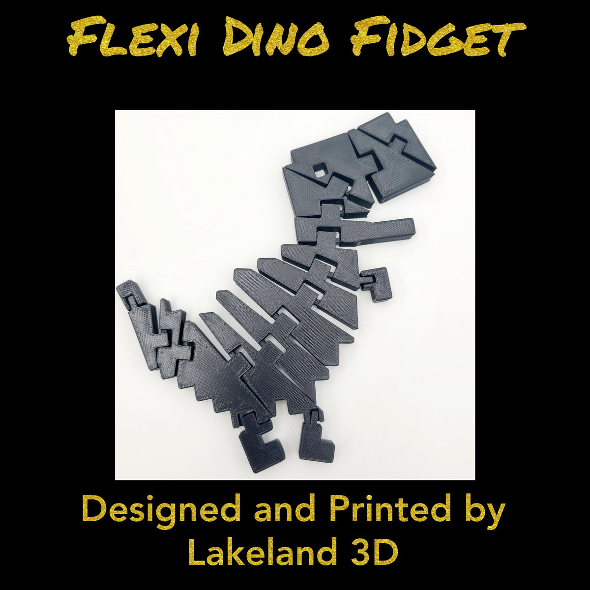 *Choose Color* 3D Printed Chrome DINO Dinosaur T-Rex Flexi Fidget Toy Decor Gift