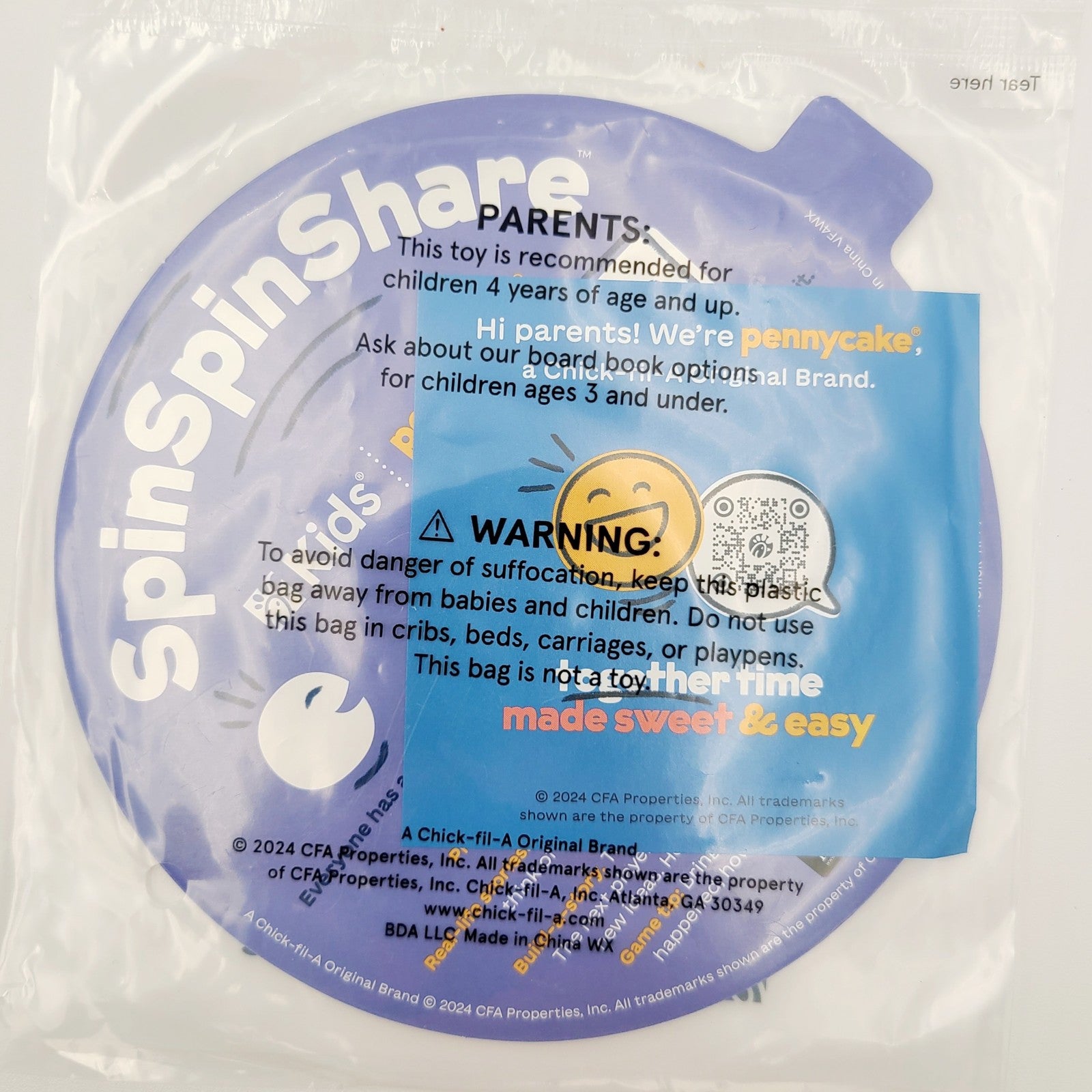*Set of 6* Chick-fil-A Kid's Meal Toy SPIN SPIN SHARE Pennycake Blue Red Yellow