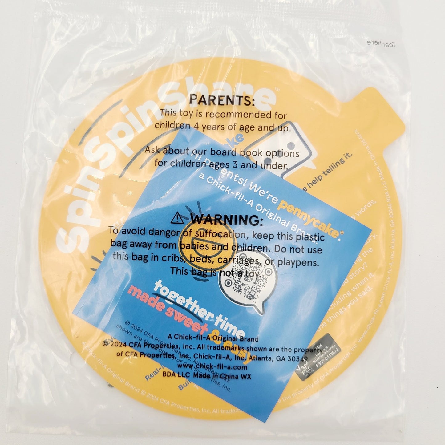*Set of 6* Chick-fil-A Kid's Meal Toy SPIN SPIN SHARE Pennycake Blue Red Yellow