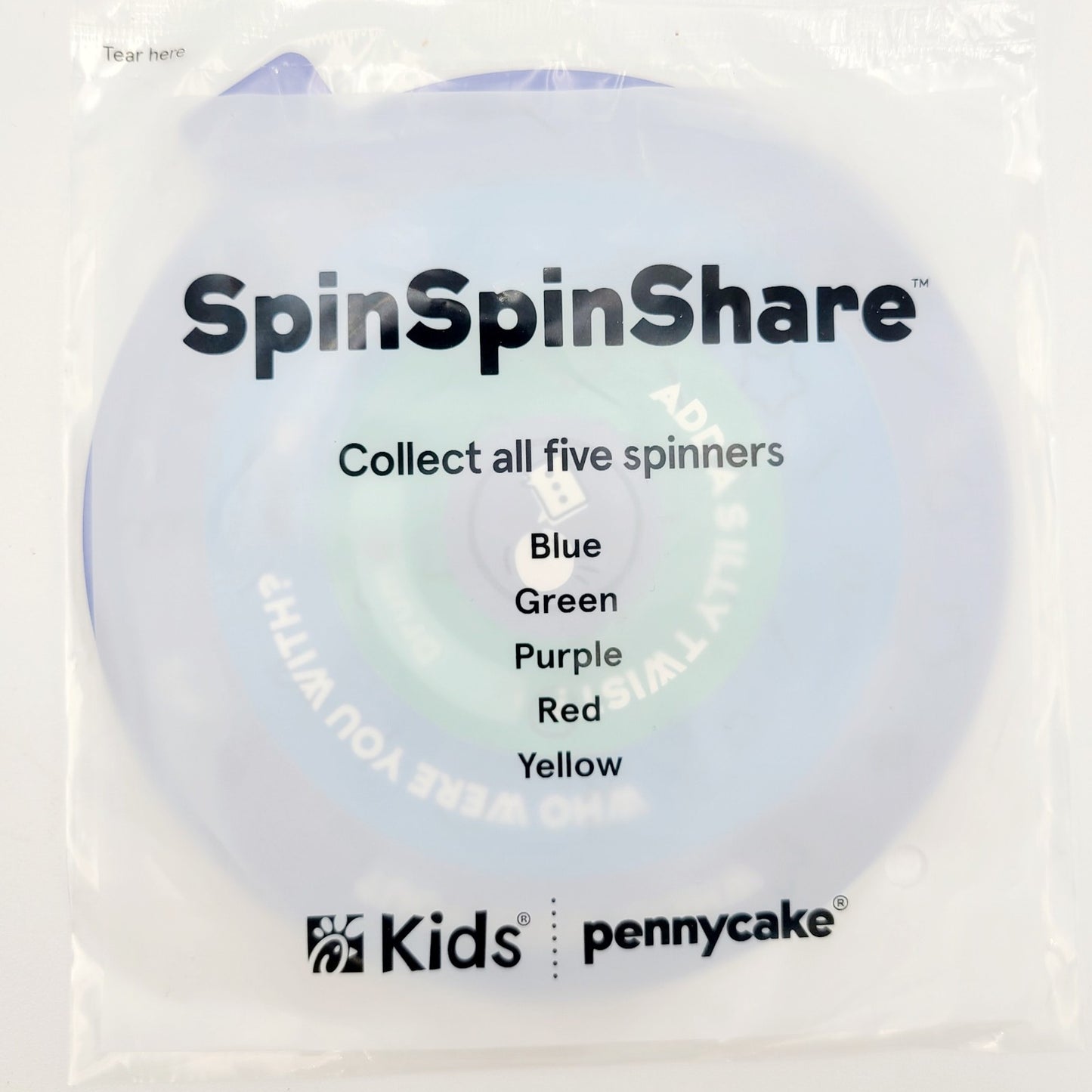 *Set of 6* Chick-fil-A Kid's Meal Toy SPIN SPIN SHARE Pennycake Blue Red Yellow