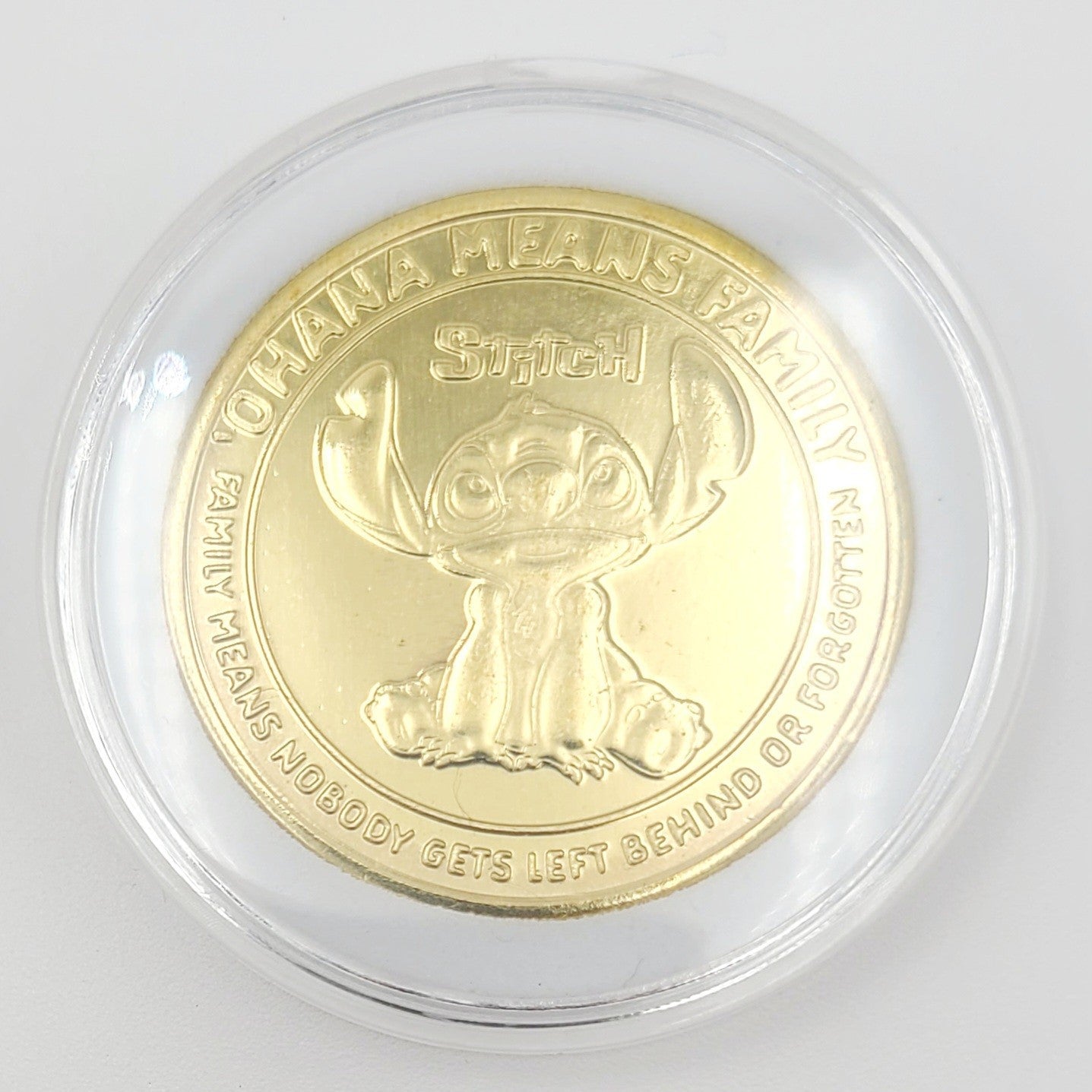 *Stitch Coin* Walt Disney World Parks Golden Color Metal Medallion NEW 'Ohana