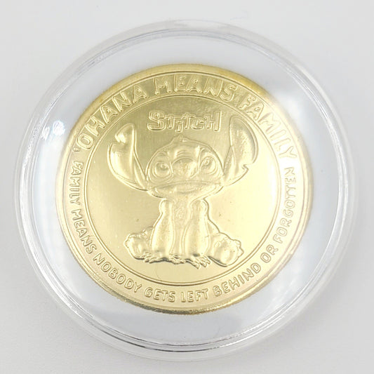 *Stitch Coin* Walt Disney World Parks Golden Color Metal Medallion NEW 'Ohana