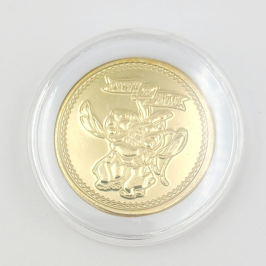 *Stitch & Angel Coin* Walt Disney World Parks Golden Color Metal Medallion NEW