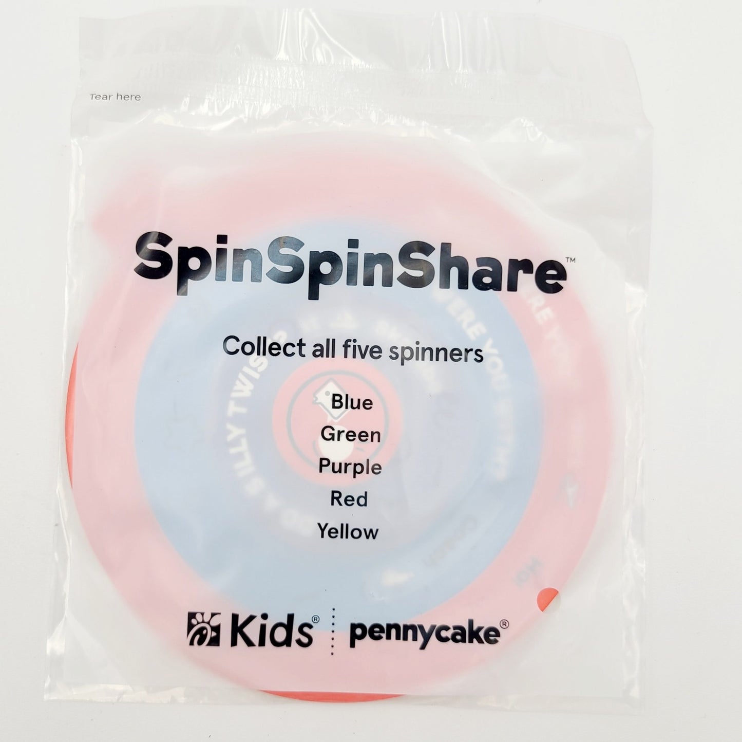 *Set of 6* Chick-fil-A Kid's Meal Toy SPIN SPIN SHARE Pennycake Blue Red Yellow