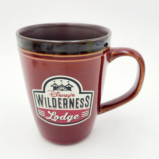 RARE Walt Disney World Wilderness Lodge Ceramic Coffee Cup Mug Brown Red NEW WDW